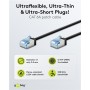 CAT 6A Câble Patch Ultra-Flexible, Slim, U/FTP, noirfiches extra-courtes, conducteur en cuivre pur (CU), LSZH, gaine TPE, AWG 32