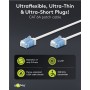 CAT 6A Câble Patch Ultra-Flexible, Slim, U/UTP, blancfiches extra-courtes, conducteur en cuivre pur (CU), LSZH, gaine TPE, AWG 32