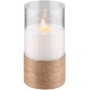 Lot de 3 Bougies LED en Cire Véritable dans un Verre, Blanc et 8x AA (LR 6)avec mèche pendante et minuterie, fonctionnant sur piles (2x AA chacune), blanc chaud (2700 K)