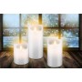 Kit de 3 Bougies LED en Cire Véritable, Blanc et 10x AAA (LR 03)avec fonction de minuterie et mèche pendulaire, fonctionne sur piles