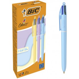 BIC Stylo bille rtractable 4 Colours PASTEL, carton de 12