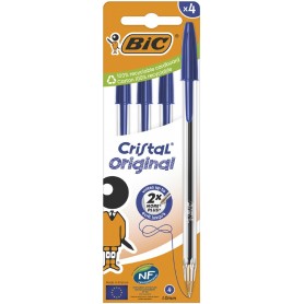 BIC Stylo bille Cristal Original, bote carton de 4, bleu