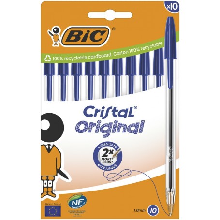 BIC Stylo bille Cristal Original, bote carton de 10