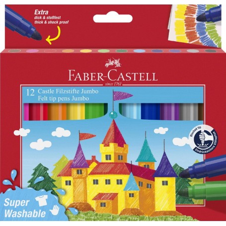 FABER-CASTELL Feutre JUMBO Superwashable, tui de 12