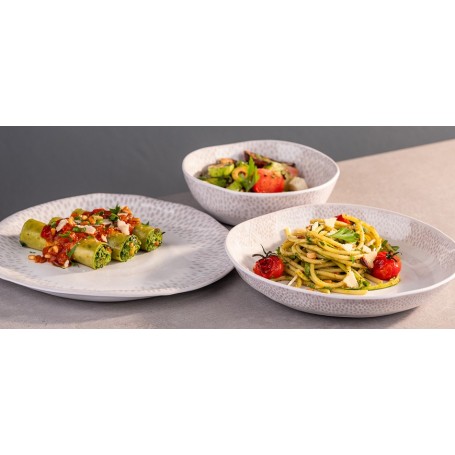 APS Assiette creuse FOOTMARK, diamtre: 240 mm, blanc/gris