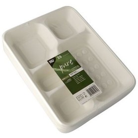 PAPSTAR Plateau en canne sucre, 5 compartiments, blanc