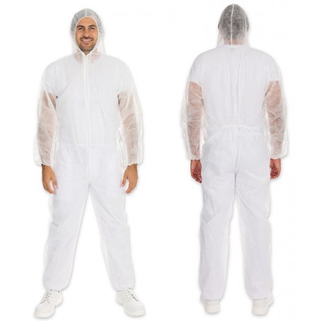 HYGONORM Combinaison PP Light avec capuche, M, blanc