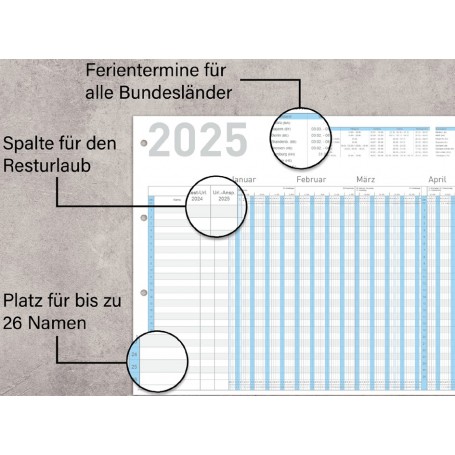 RNK Verlag Urlaubsplaner 2025, (B)1.000 x (H)297 mm, gefalzt