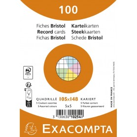 EXACOMPTA Fiches bristol, A6, uni, assorti