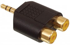 Valueline adapter plug 3.5mm stereo plug to 2 phono sockets (GOLD)