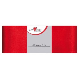 SUSY CARD Ruban cadeau \"Doppelsatin\", 40 mm x 3 m, rouge