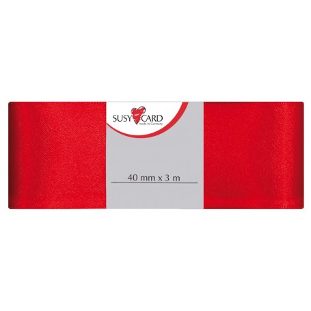 SUSY CARD Ruban cadeau \"Doppelsatin\", 40 mm x 3 m, rouge