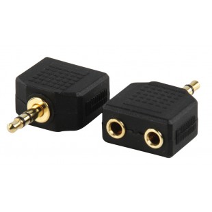 Valueline adapter plug 3.5mm stereo plug to 2 x 3.5mm stereo socket (GOLD)