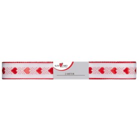 SUSY CARD Ruban cadeau \"petit coeur\", 15 mm x 2 m, rouge/