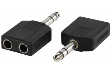 Valueline adapter plug 6.35mm stereo plug to 2 x 6.35mm stereo socket