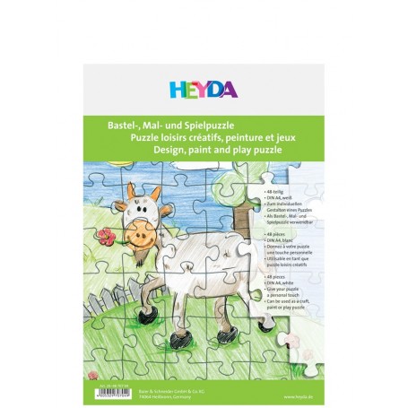 HEYDA Puzzle vierge, 48 pices, 210 x 297 mm, blanc