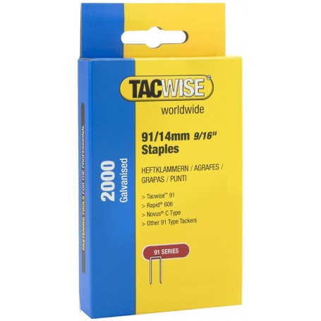 TACWISE Agrafes troites 91/14 mm galvanises, 2.000 pices