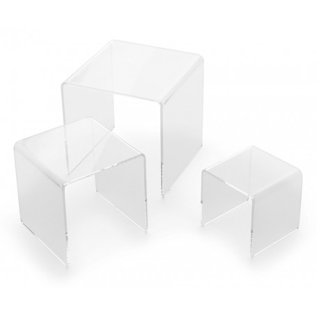 deflecto Podium carr, transparent, set de 3