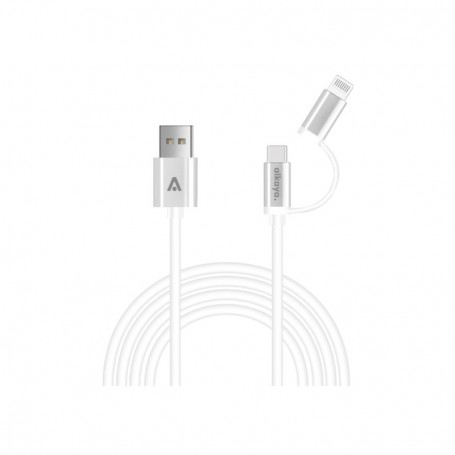 Câble de charge 2 en 1 USB - USB-C / Lightning 1m blanc 12/15W