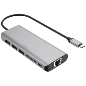 DELTACO USB-C Dockingstation HDMI/RJ45/2xUSB/SD space grau