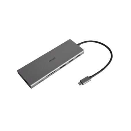DELTACO 12in1 USB-C Dockingstation 4K UHD/60Hz 85W silber