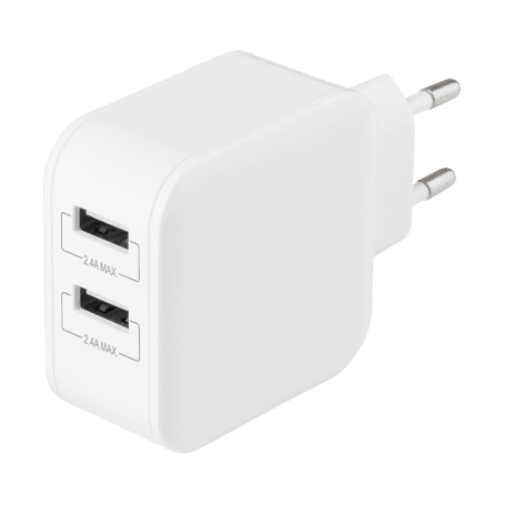 Deltaco Ladegerät 24W 2x USB 4,8A weiß