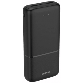 DELTACO Powerbank 20000mAh 20W PD USB-C/2x USB schwarz