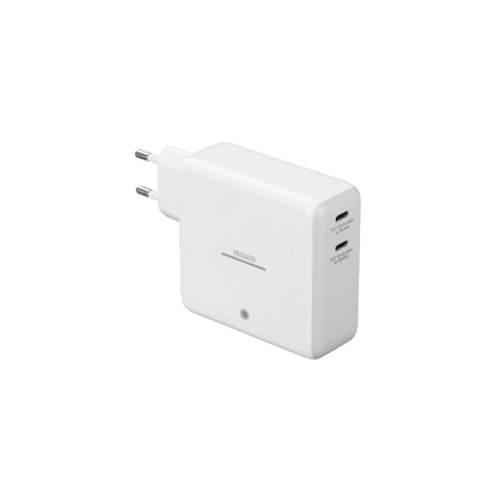 Deltaco Ladegerät 2x USB-C m. Powerbank 9600mAh weiß