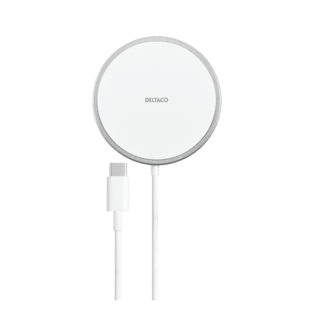 DELTACO Ladegerät Wireless USB-C 1m weiß
