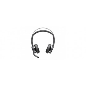 Poly - Voyager Focus 2 UC USB-A Casque avec support - Casque Bluetooth à deux oreilles (stéréo) avec microphone à perche - USB-A compatible PC/Mac - Suppression active du bruit - Teams, Zoom et autres