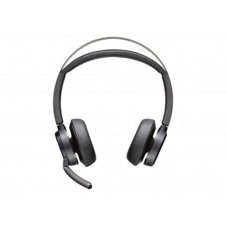 Poly - Voyager Focus 2 UC USB-A Casque avec support - Casque Bluetooth à deux oreilles (stéréo) avec microphone à perche - USB-A compatible PC/Mac - Suppression active du bruit - Teams, Zoom et autres