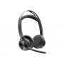 Poly - Voyager Focus 2 UC USB-A Casque avec support - Casque Bluetooth à deux oreilles (stéréo) avec microphone à perche - USB-A compatible PC/Mac - Suppression active du bruit - Teams, Zoom et autres