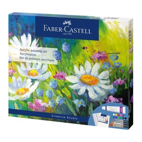 FABER-CASTELL Kit de peinture acrylique, 18 pices
