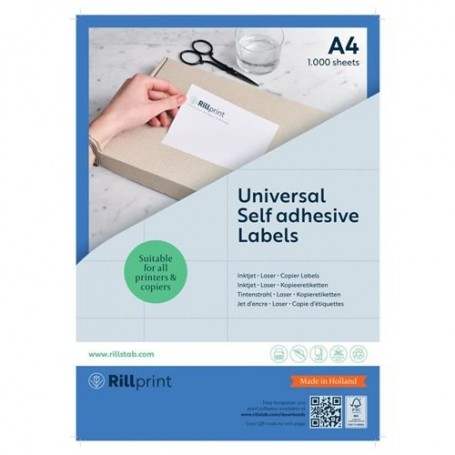 rillprint tiquette universelle, 210 x 297 mm, blanc