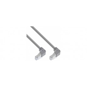 InLine® Patch cable two side down angled, S/FTP (PiMf), Cat.6, 250MHz, PVC, copper, grey, 1.83m