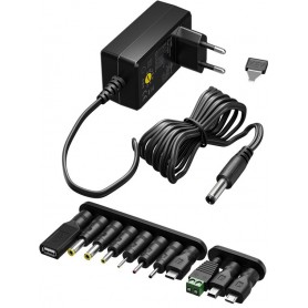 Alimentation Universelle 3 V - 12 V, Max. 12 W11 adaptateurs inclus : 7 adaptateurs DC en plus de USB-C™, USB-A, USB Mini-B, Mic