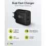 Chargeur Rapide Double USB-C™ PD (45 W) noir1x port USB-C™ (Power Delivery) et 1x port USB-A