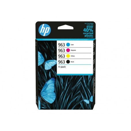 HP 963 Pack de 4 cartouches d'encre noire, cyan, jaune et magenta authentiques (6ZC70AE) pour HP OfficeJet Pro 9010 / 9020 series