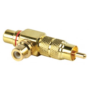 Valueline adapter plug RCA plug to double RCA socket (GOLD) red