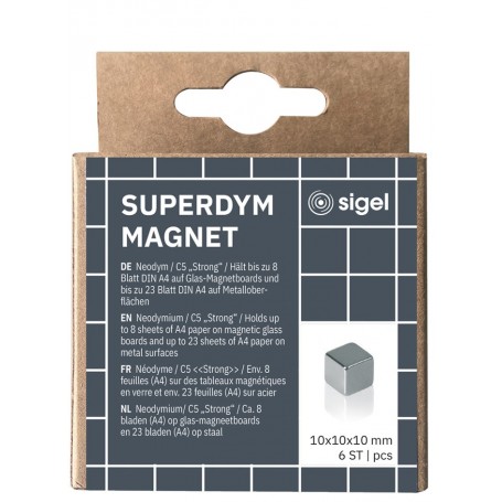 sigel Cube aimant nodym "Strong" C5, set de 6, argent