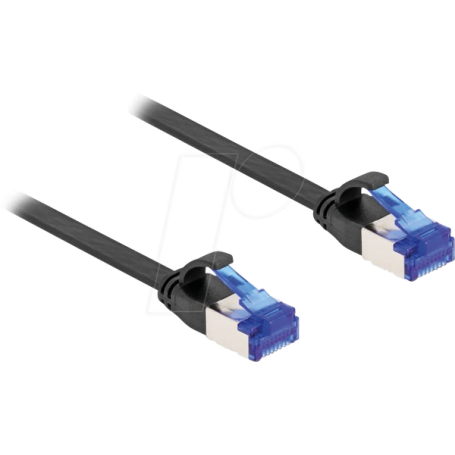 Câble plat RJ45, Cat.6a, 1 m, noir
