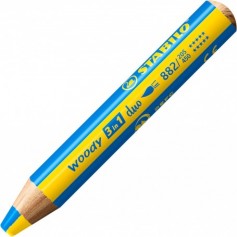 Crayon multi-talents STABILO woody 3 in 1 duo - jaune-bleu ciel