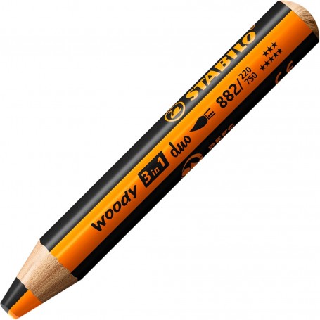 Crayon multi-talents STABILO woody 3 in 1 duo - orange-noir