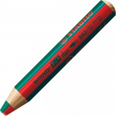 Crayon multi-talents STABILO woody 3 in 1 duo - rouge-vert foncé