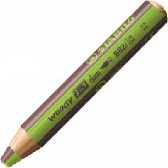 Crayon multi-talents STABILO woody 3 in 1 duo - vert clair-marron