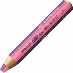 Crayon multi-talents STABILO woody 3 in 1 duo - rose-lilas