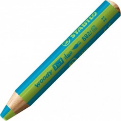 Crayon multi-talents STABILO woody 3 in 1 duo - turquoise-vert clair