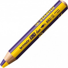 Crayon multi-talents STABILO woody 3 in 1 duo - jaune-violet