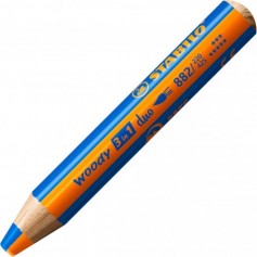 Crayon multi-talents STABILO woody 3 in 1 duo - orange-bleu