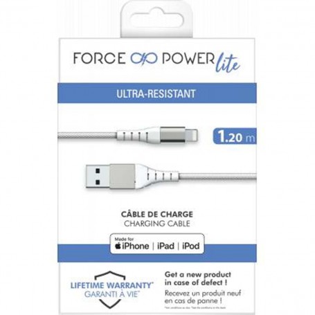 Cable Renforcé A/MFI 2.4A 1,2m Recyclé Blanc